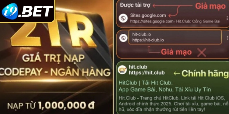 Nhận diện cổng game Hitclub giả